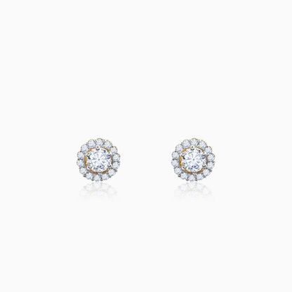 Gold Blossom Halo Lab Grown Diamond Earrings