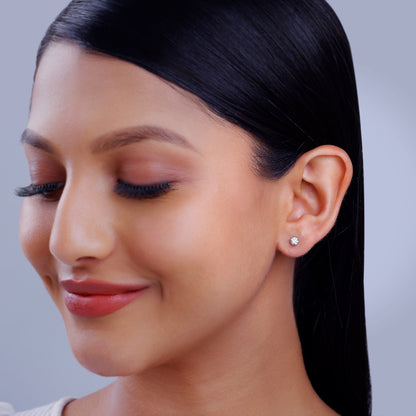 Gold Blossom Halo Lab Grown Diamond Earrings