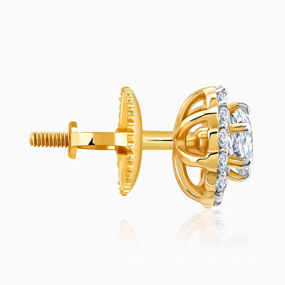 Gold Blossom Halo Lab Grown Diamond Earrings