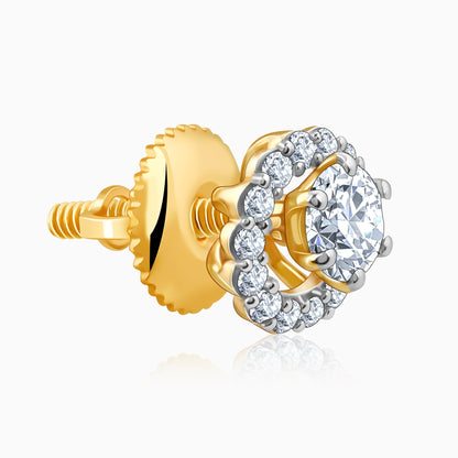 Gold Blossom Halo Lab Grown Diamond Earrings