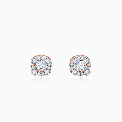 Rose Gold Spring Halo Lab Grown Diamond Earrings