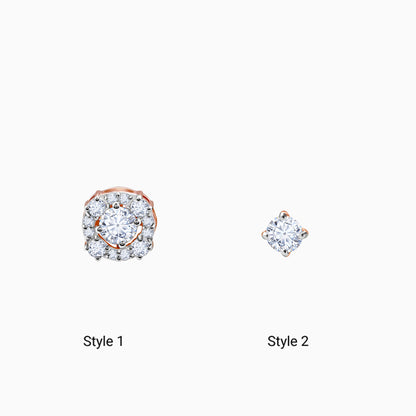 Rose Gold Spring Halo Lab Grown Diamond Earrings