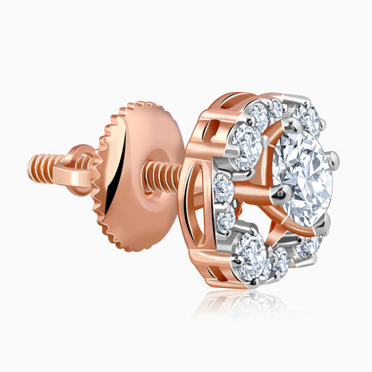 Rose Gold Spring Halo Lab Grown Diamond Earrings