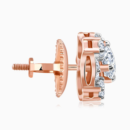 Rose Gold Spring Halo Lab Grown Diamond Earrings