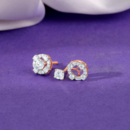 Rose Gold Spring Halo Lab Grown Diamond Earrings