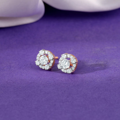 Rose Gold Spring Halo Lab Grown Diamond Earrings