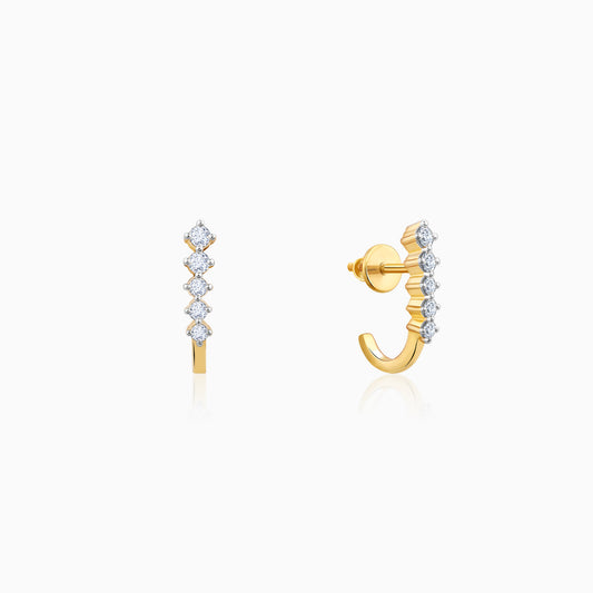 Gold Classic Diamond J Hoop Earrings - gold earrings for women