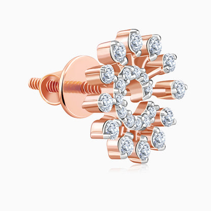 Rose Gold Glowing Sun Lab Grown Diamond Earrings