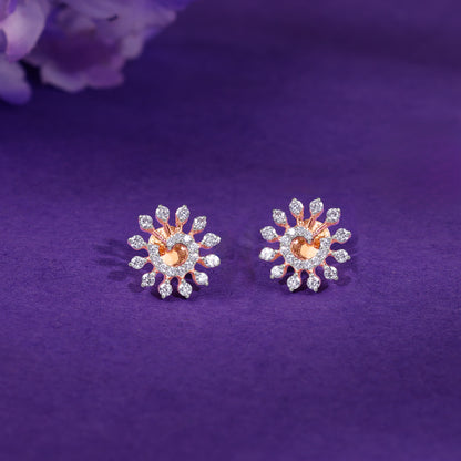 Rose Gold Glowing Sun Lab Grown Diamond Earrings