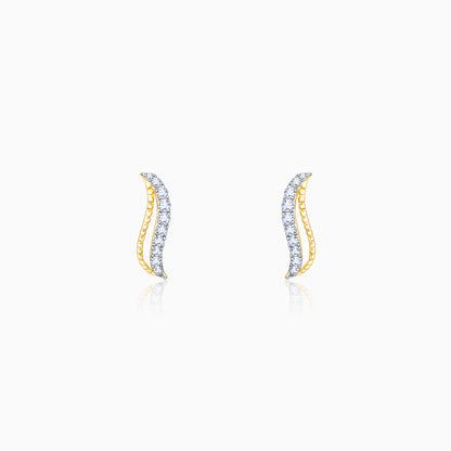 Gold Ocean Waves Diamond Earrings