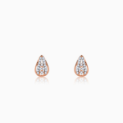 Rose Gold Modern Pear Lab Grown Diamond Earrings