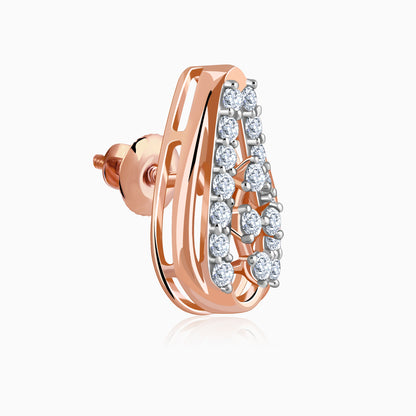 Rose Gold Modern Pear Lab Grown Diamond Earrings