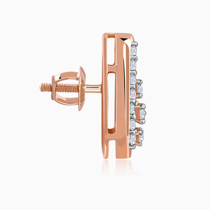 Rose Gold Modern Pear Lab Grown Diamond Earrings