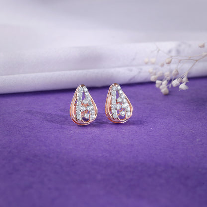 Rose Gold Modern Pear Lab Grown Diamond Earrings