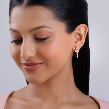 Gold Floral Finite Lab Grown Diamond Earrings