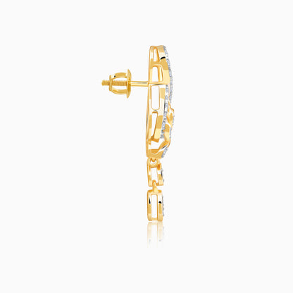 Gold Floral Finite Lab Grown Diamond Earrings