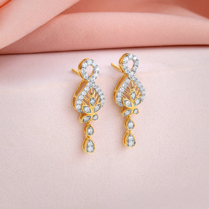 Gold Floral Finite Lab Grown Diamond Earrings