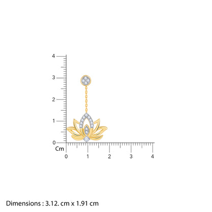 Gold Lotus Diamond Earrings- gold earrings for women