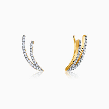 Gold Wave Layers Lab Grown Diamond Earrings