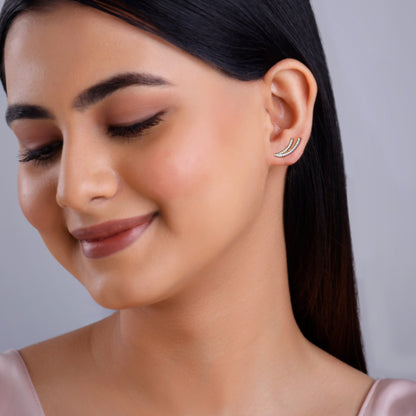 Gold Wave Layers Lab Grown Diamond Earrings