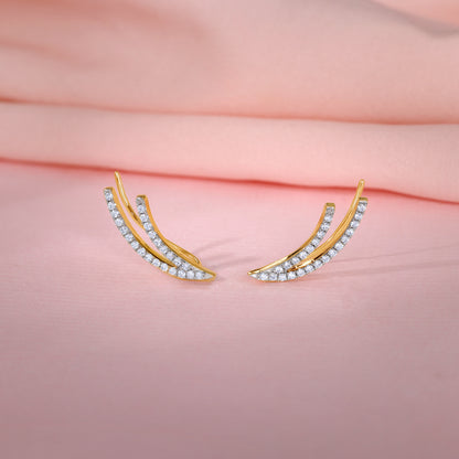 Gold Wave Layers Lab Grown Diamond Earrings
