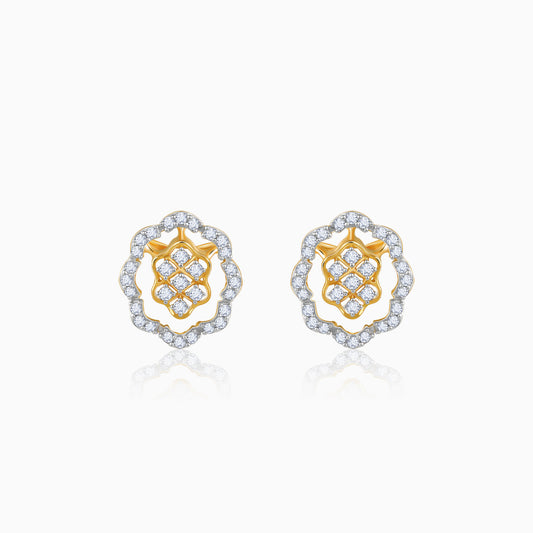 Gold Magna Floral Lab Grown Diamond Earrings