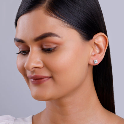 White Gold Classic Solitaire Lab Grown Diamond Studs