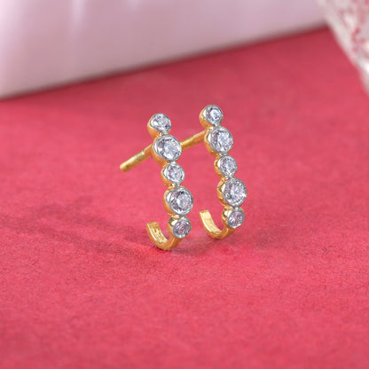 Gold Bellona J-hoop Lab Grown Diamond Earrings