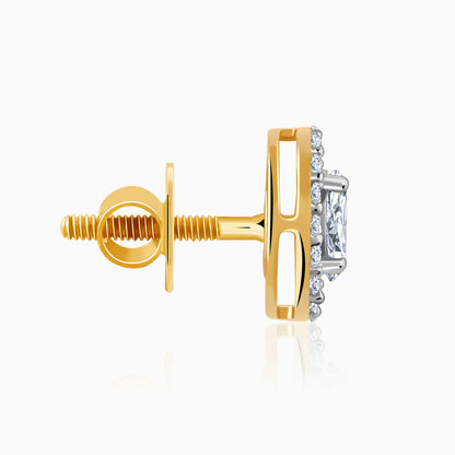 Gold Vesta Halo Solitaire Lab Grown Diamond Studs