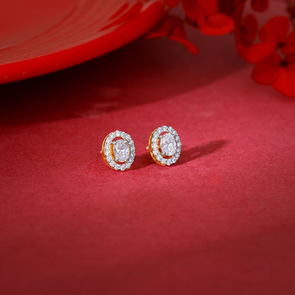 Gold Vesta Halo Solitaire Lab Grown Diamond Studs