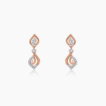 Rose Gold Whirlwind Drop Lab Grown Diamond Earrings