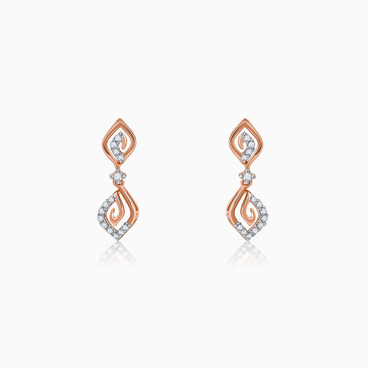 Rose Gold Whirlwind Drop Lab Grown Diamond Earrings