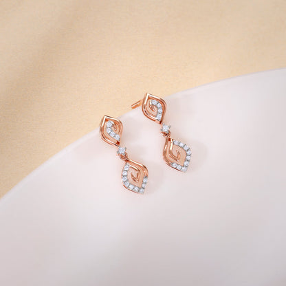 Rose Gold Whirlwind Drop Lab Grown Diamond Earrings