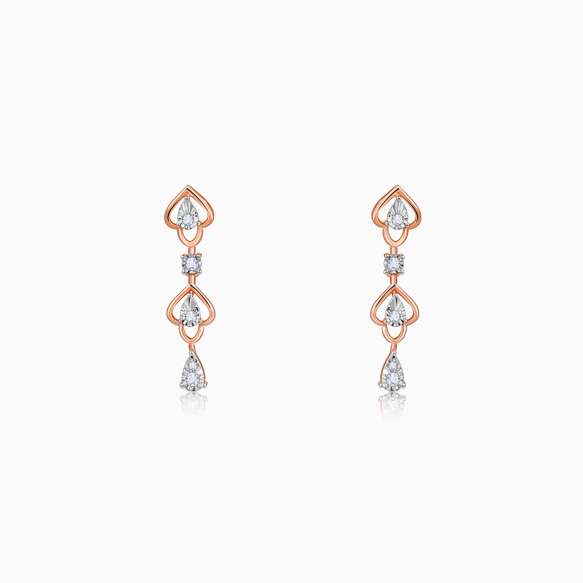 Rose Gold Spirited Spade Diamond Earrings - rose gold earrings for women