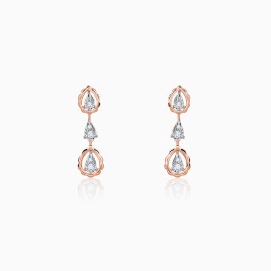 Rose Gold Cascading Pear Lab Grown Diamond Earrings