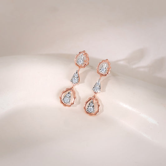 Rose Gold Cascading Pear Lab Grown Diamond Earrings