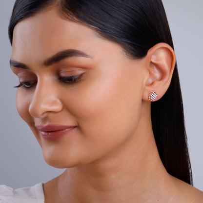 Rose Gold Classic Square Lab Grown Diamond Earrings