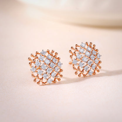 Rose Gold Classic Square Lab Grown Diamond Earrings