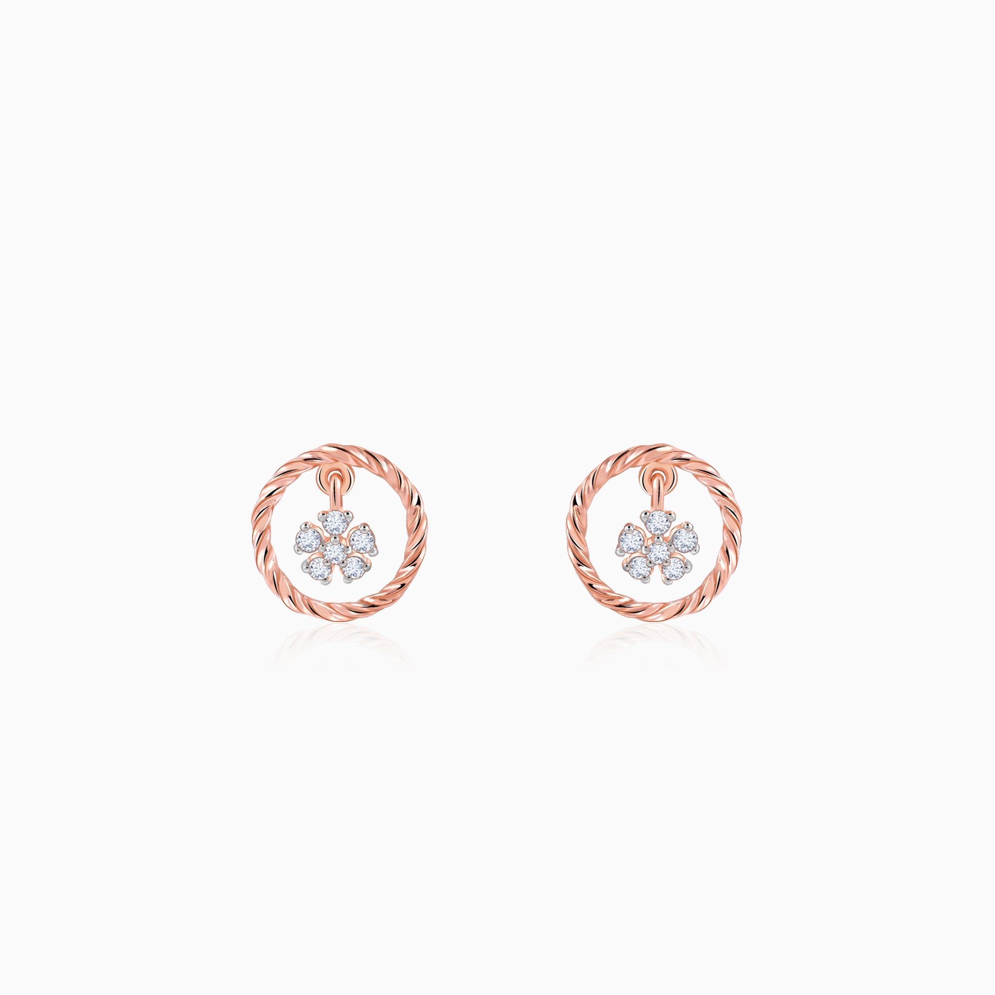 Rose Gold Magnolia Mist Diamond Earrings- Rose Gold Earrings For Women