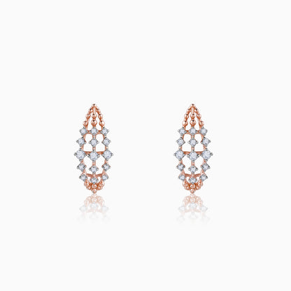 Rose Gold Lattice Bloom Diamond Earrings- rose gold earrings for women