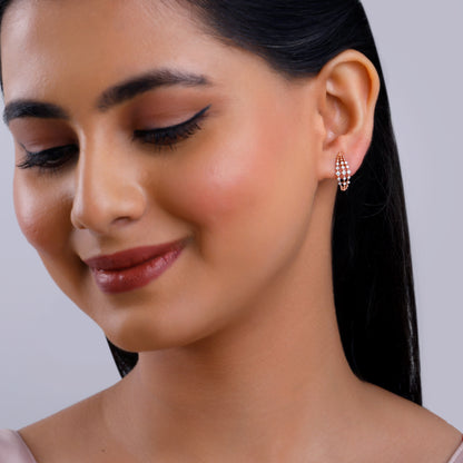 Rose Gold Lattice Bloom Lab Grown Diamond Earrings