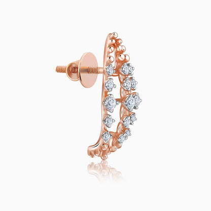 Rose Gold Lattice Bloom Lab Grown Diamond Earrings