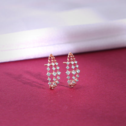 Rose Gold Lattice Bloom Lab Grown Diamond Earrings