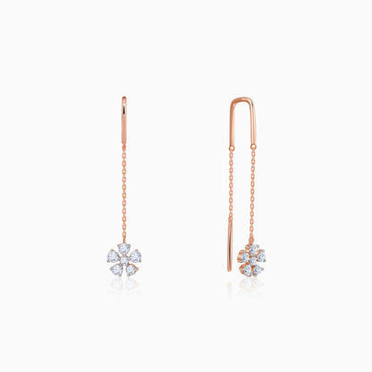 Rose Gold Floral Sui Dhaga Lab Grown Diamond Earrings
