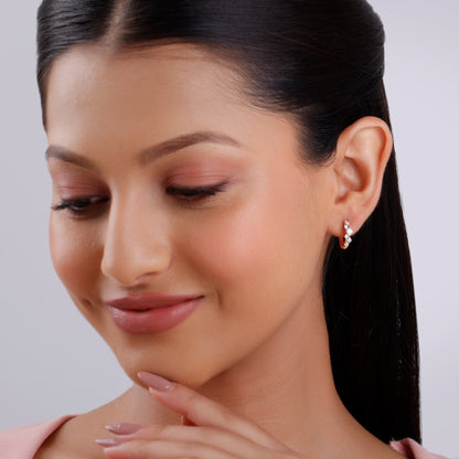 Rose Gold Classic Hoop Lab Grown Diamond Earrings
