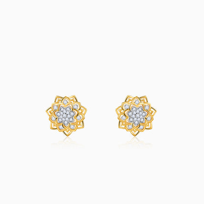Gold Floral Mandala Lab Grown Diamond Earrings