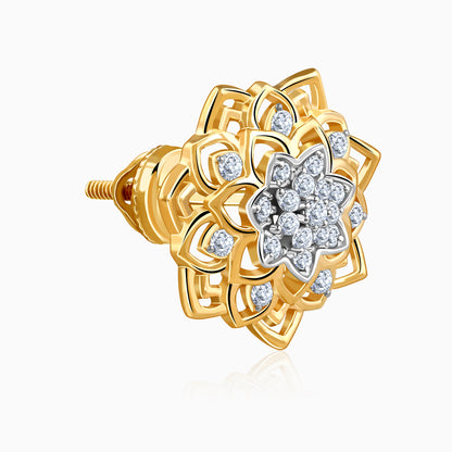 Gold Floral Mandala Lab Grown Diamond Earrings