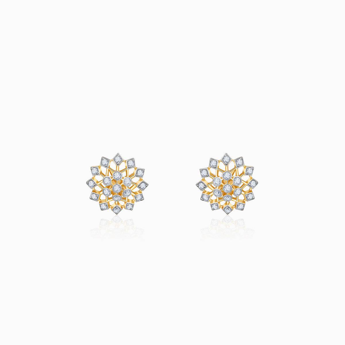 Gold Elegant Starbust Lab Grown Diamond Earrings