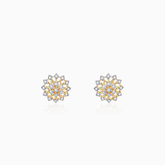 Gold Elegant Starbust Lab Grown Diamond Earrings