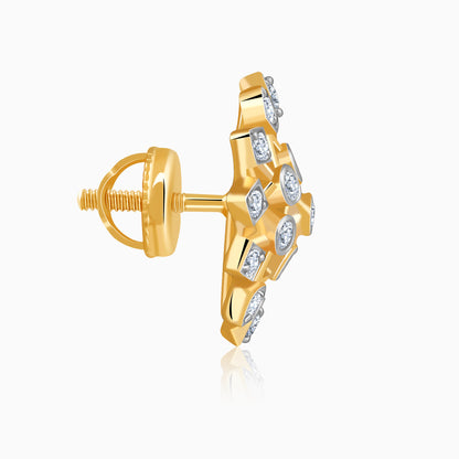 Gold Elegant Starbust Lab Grown Diamond Earrings